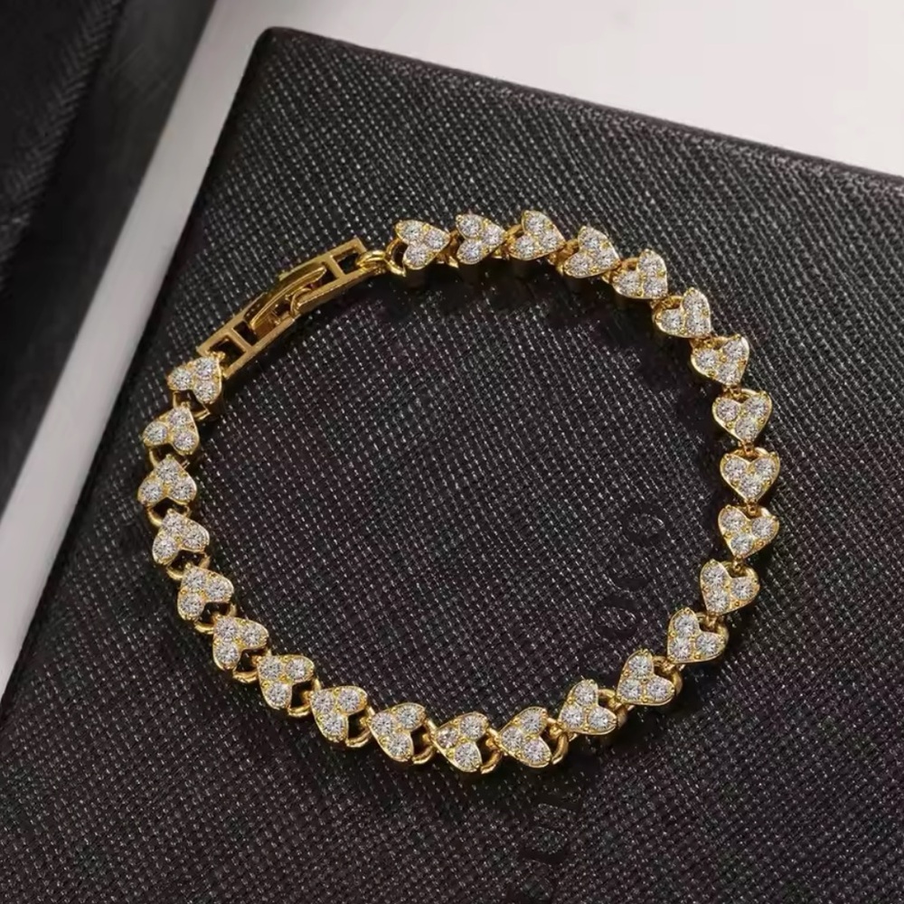 Gold Filled Heart Cubic Zirconia Bracelet